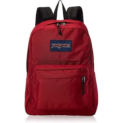 JANSPORT Superbreak 26L Backpack RUSSET RED Burgundy With Water Bottle Pocket • £55.30