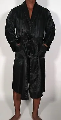Men's Satin Pinstripe Black Robe Adult Os • $24.98