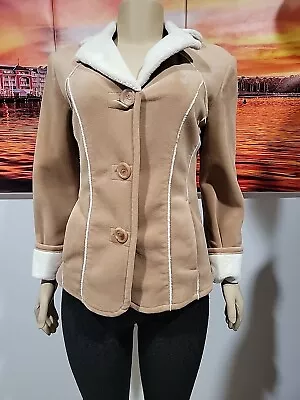 MULBERRY STREET  Brown SUEDE Faux Sheerling Lining Super Warm Size S Jacket #2 • $159.10