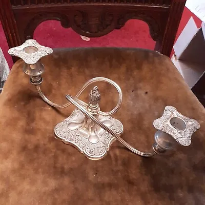 Vintage Ianthe Silver Plated Double Candlebra Epns Heavy Art Nouveau Ornate • £9.99