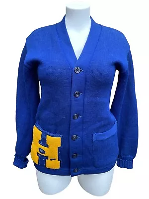 Mens Ca 1950s Zackos Vintage Blue College Varsity Football Sweater Size 38 • $29