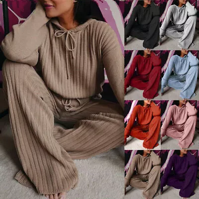 £7 • Buy Womens Fashion Tracksuits Set Sportswear 2PCS Hooded Loungewear Casual Knitwear