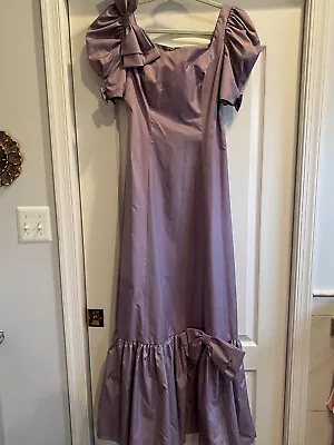 Vintage 80s Made USA Size 10 Lavender Prom Dress Puff Sleeves Evening Gown Union • $42