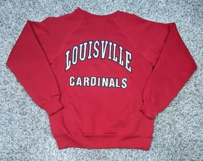 Vintage Louisville Cardinals Sweatshirt Mens Medium Red Crewneck Discus Athletic • $24.99