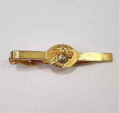 Vintage Gold Plated Marine Corps Eagle Globe Anchor Tie Clasp Clip Signed CIUT • $8