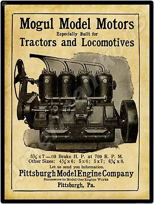 1915 Pittsburgh Model Engine Co Gas Engines New Metal Sign: Mogul Tractor Engine • $19.88