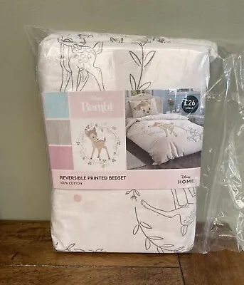 £17.99 • Buy Next Disney Bambi 100% Cotton Single Reversible Duvet Cover Pillowcase Set BNIP