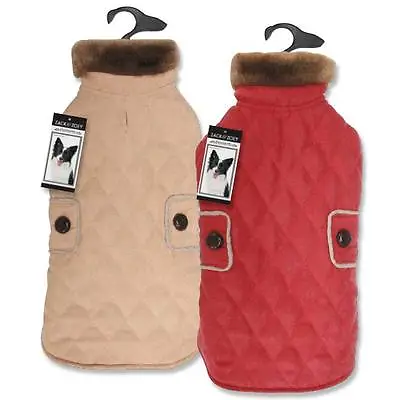 Dog Coat Jacket Zack & Zoey Derby Quilted Pet Coats Microsuede Red Tan Almond • $24.99