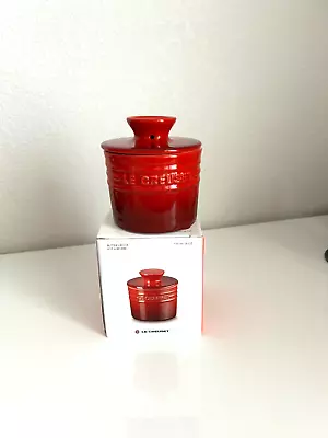 Le Creuset NEW NIB Butter Bell Crock Cerise Red 6 Oz Enamel Stoneware • $32