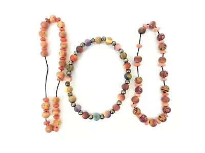 3 Jilzara? Viva? Bead Bracelets Pink Tones Metal/Marbled Dividers~Repair~ T27F • $16.95