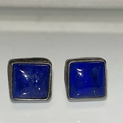 Vintage Sterling Sterling Deep Blue Lapis Lazuli Post Stud  Earrings • $25