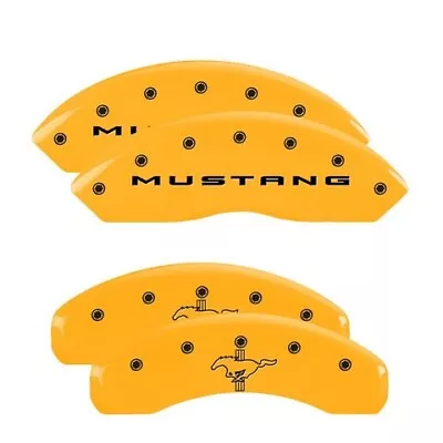 MGP Caliper Covers Set Of 4 Yellow Finish Black Mustang / Bar & Pony (2015) • $289