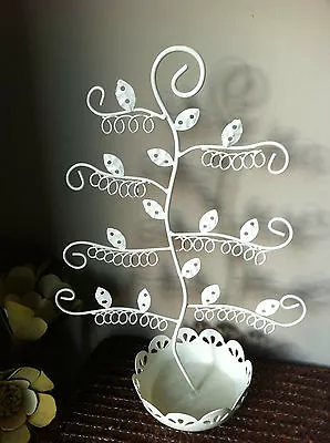 £12.99 • Buy Elegant Earring Jewellery Display Holder Tree Stand Cream Metal Necklace Rings
