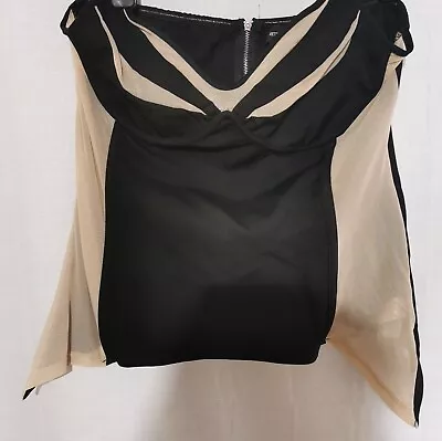 PRETTY LITTLE THING Black & Nude Zip Fasten Strapless Uw Boned Bodice Sz 16 NEW • £3.99