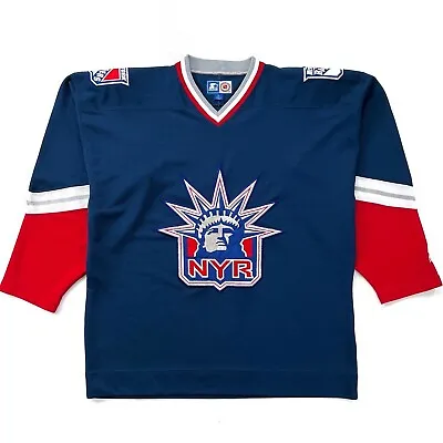 Vintage 90s New York Rangers Lady Liberty Starter Hockey Jersey Mens L Large XL • $99