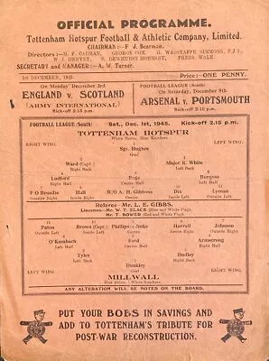 Tottenham Hotspur V Millwall Football League (South) 1945/46 • £1.60