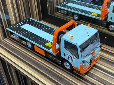 1/18 Diecast Miniature Flat Bed Tow Truck Gulf Blue DBGT Model • $509.99