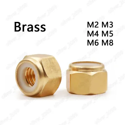 Brass DIN985 Nylon Insert Lock Nuts Hex Nylock Nuts M2 M3 M4 M5 M6 M8 • £106.74