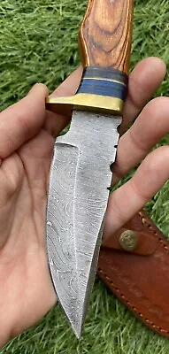 8”Handmade /Forged Damascus Steel Knife W/ Wood Handle& Sheath ZH 13/Axe/pro Max • $49.99