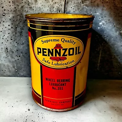 Vintage 1 Lb Pennzoil Wheel Bearing Lube 351 Motor Oil Tin Can W/Bell • $37.99