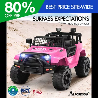 ALFORDSON Kids Ride On Car Toy Jeep Electric 12V 60W Motors R/C LED Lights Pink • $189.95