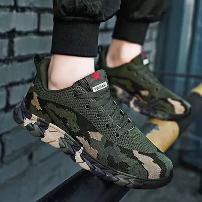 Outdoor Men Camouflage Sneakers Breathable Women Casual Shoe Sport Running Shoes • £8.60