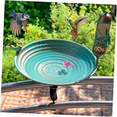 13 Inches Deck Bird Bath Metal Bird Bath Bowl Unheated With Clamp C-Green • $42.06