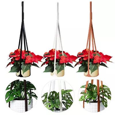 Leather Plant Hanger Hanging Planter Flower Pot Holder Home Garden Decors DIY UK • £6.39