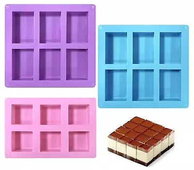 3 Pack 6 Cavity Silicone Rectangle Molds - Square Molds - Candy Molds - Soap ... • $22.10