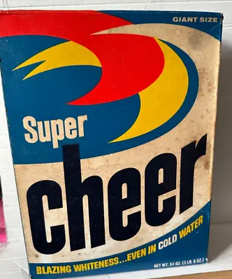 Vintage 1960's Super Cheer Laundry Detergent Box ~ Empty~ 3lb 6oz Box Prop • $124.95