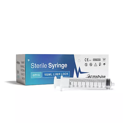 FifthPulse 100ml Syringe With Luer Lock (NO Needle) - Sterile - 5-Pack • $16.99