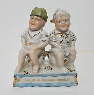 £15 • Buy Antique Old Vintage German Pottery Fairing Figurine Two Boys On Chamber Pot's