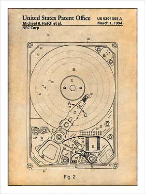 NEC Computer Hard Drive Patent Print Art Drawing Poster • $16.19