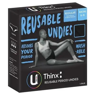 U By Kotex Thinx Reusable Period Undies Bikini Cut Regular 1 Pair Size 6-8 • $29.95