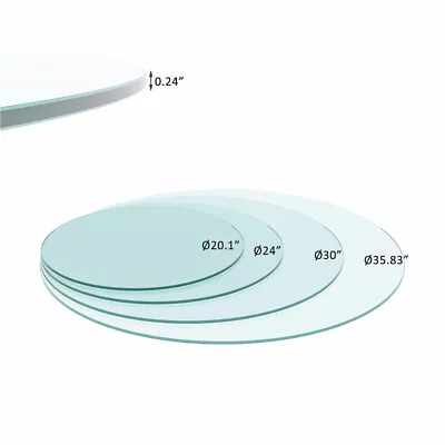 20 -36  Inch Round Tempered Glass Table Top 1/4  Inch Thick Flat Polished Edge • $47.05