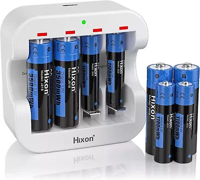 Hixon AA AAA Batteries 1.5V Rechargeable Lithium Ion Batteries Over 1500 Cycles • £37.98