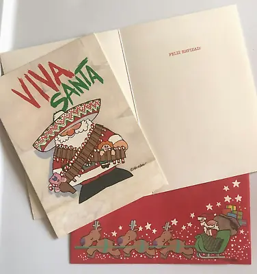 Vtg 70s Nova Christmas Cards Feliz Navidad Viva Santa W/ Lollipops Humorous NIB • $15