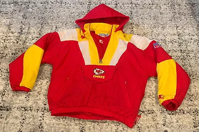 Vintage 90s Starter Pro Line NFL Chiefs Quarter Zip Puffer Jacket RARE Size XL • $224.99