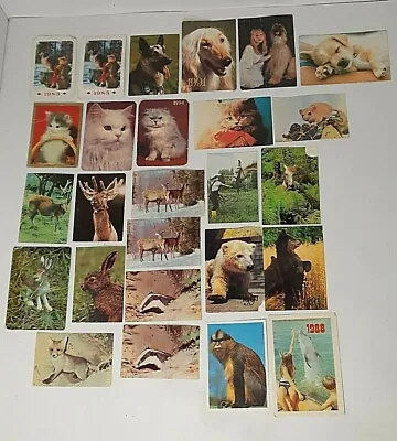 $35 • Buy Soviet Calendar Animals Cat Dog Monkey Elk Deer Bear Horse Dolphin Fox Mouse Old