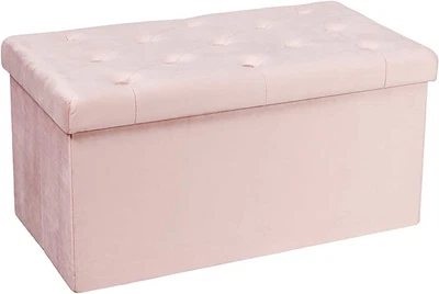 £29.99 • Buy Bonlife Velvet Pink Ottoman Storage Bench Folding Large Footstool For Bedroom *D