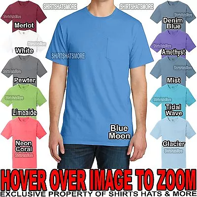 Mens Pigment Dyed T-Shirt With Pocket PRESHRUNK Cotton  S-XL 2XL 3XL 4XL NEW • $9.90