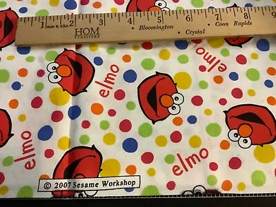 2007 Sesame Street Elmo Face With Bright Color Dots Cotton Blend Fabric 29”x43” • $10.99