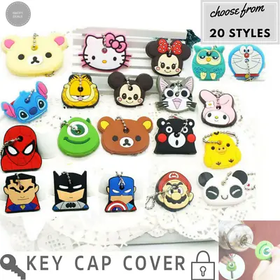$7.99 • Buy Cartoon Key Cap Cover Tags, Keychain Ring Cute Silicone Keyring Case Head *USA*