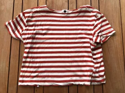 Bassike Red And White Striped Boxy T-shirt - Medium • $18.50