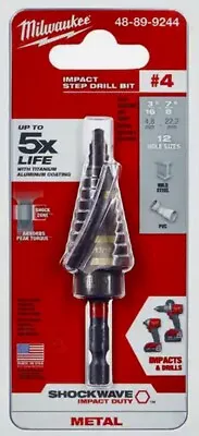 Milwaukee #4 Shockwave Impact Step Drill Bit 48-89-9244 5X Life New In Box • $31.99