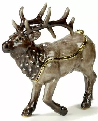 Majestic Elk Trinket Box Hinged Beautifully Jeweled Enameled NIB  • $30.60