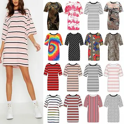 £7.93 • Buy Womens Ladies Stripe Boyfriend T-Shirt Dress Short Sleeve Summer Oversized Top