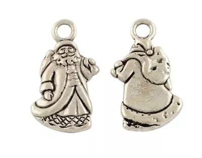 Father Christmas Santa Double Sided Charms 22mm Pendant 10 X Tibetan Silver • £2.41