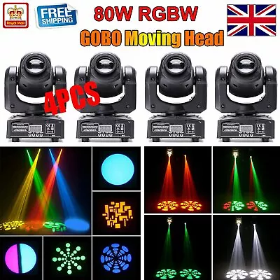 £69.99 • Buy 4PCS Moving Head Stage Light Gobo Spot RGBW DMX LED Beam Disco Party Lighting