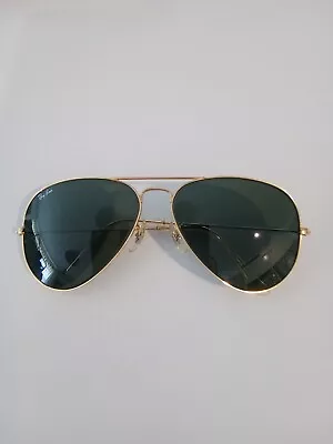 Vintage Ray Ban B&L Aviator Sunglasses Gold Tone Green Lense 58mm • $70